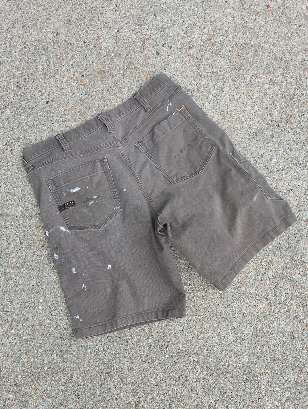 Ariat Brown Grunge Trashed Rebar M4 Relaxed Fit Tough Shorts Size 34